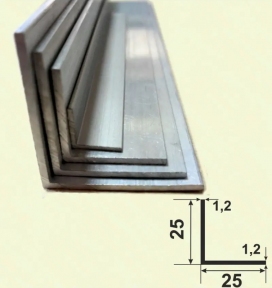 Алюмінієвий кутник 25*25*1,2 рівносторонній