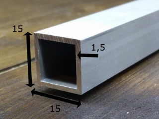 Алюминиевая профильная труба квадратная без покрытия 15 х 15 х 1.5 