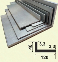 Алюмінієвий кутник 120*40*3,3 різнобічний